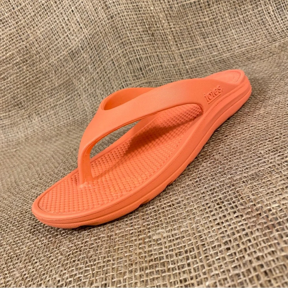 Totes Sandals Flip Flops Sol bounce Peach Thongs Size 8 - Picture 3 of 11